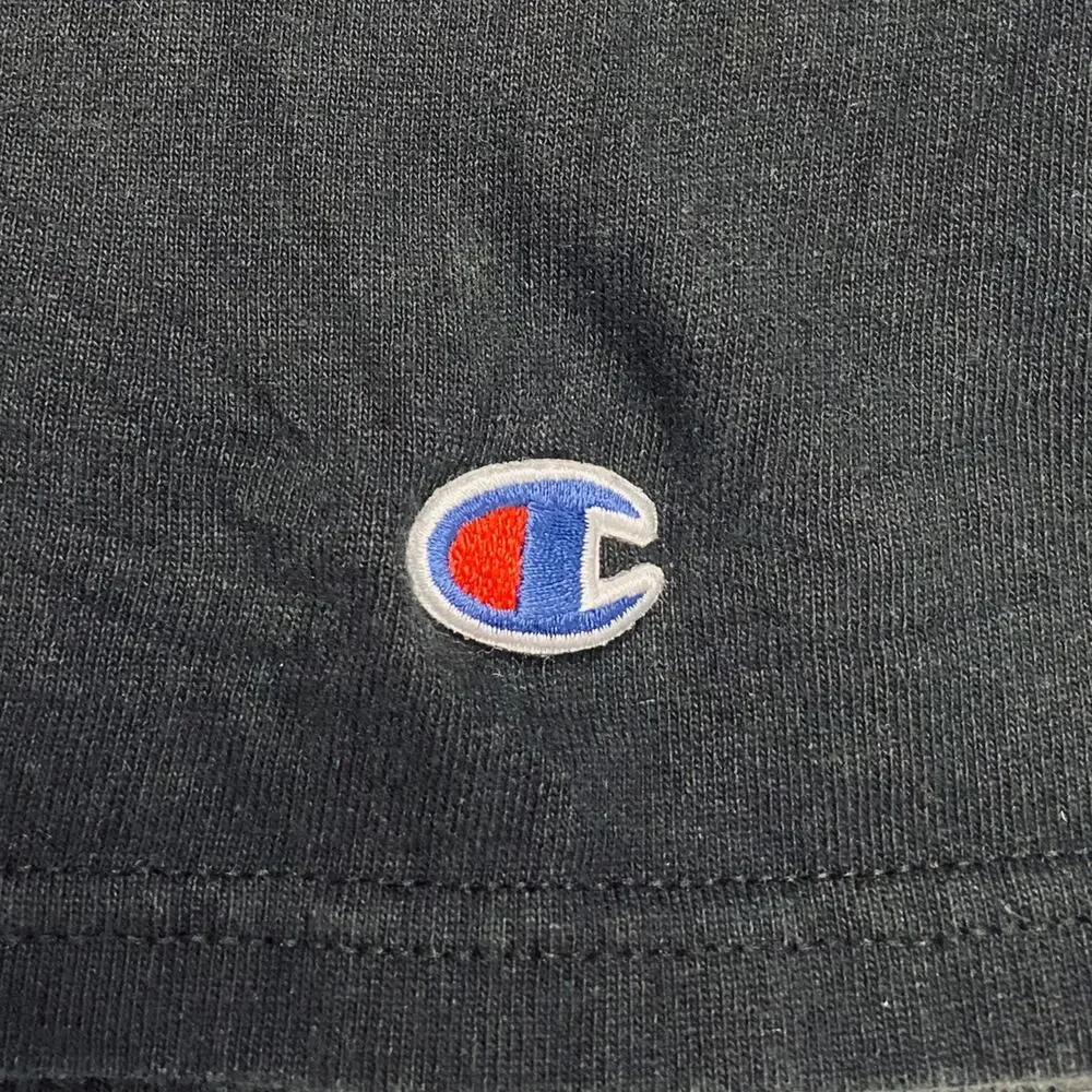 80s Vintage Champion‎ Sports Shirt Men's Medium Black Patch Logo Short Sleeve - Picture 3 of 6